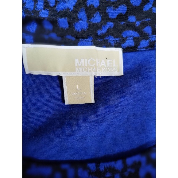 Michael Kors Cold Shoulder Top Animal Print Long Sleeve Blouse L - Picture 4 of 8